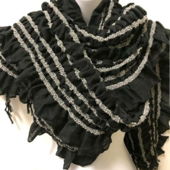 (2) Layers by Lizden Smocked Ruffled Wrap Scarves - Picture 4 of 6